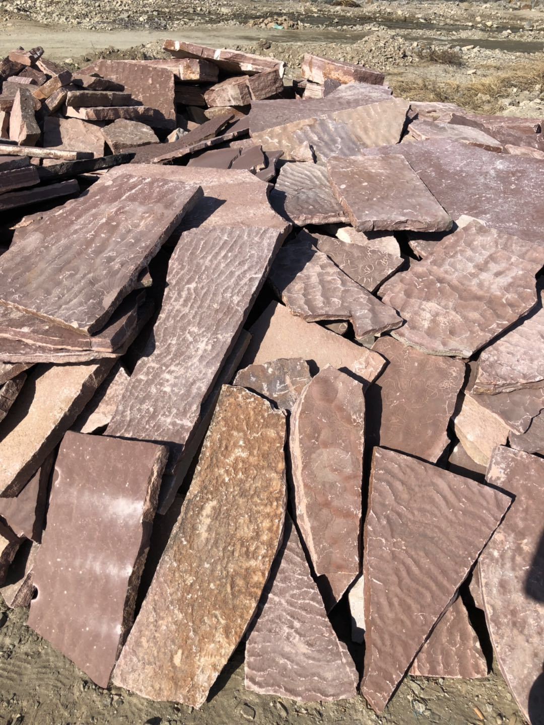 家装建材 天然板岩文化石 粉砂蘑菇石 不规则乱型石 红色砂岩