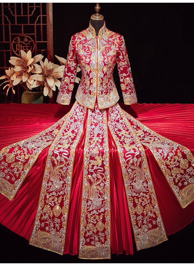 秀禾服新娘2019新款结婚中式婚纱礼服古代婚服新娘服龙凤褂秀和服