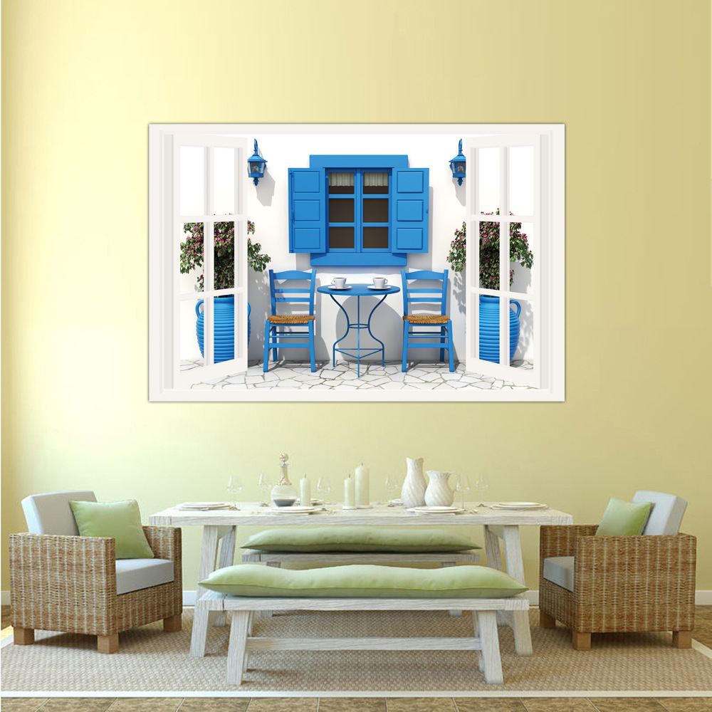 画谷3d仿真假窗户装饰画墙贴阳台自粘亚马逊货源敦煌货源跨境货源