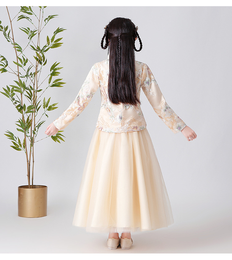 女童汉服连衣裙中国风2019秋冬款加绒古装长裙儿童礼服蓬蓬公主裙