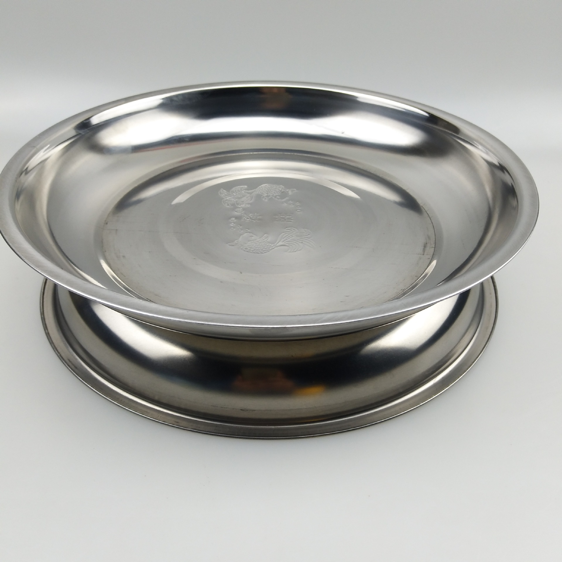 批发 不锈钢26圆菜盘 碟子花盘食堂快餐馆小吃菜盘 2元店货源