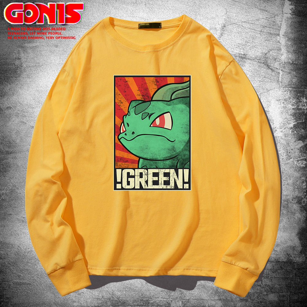 神奇宝贝长袖t恤纯棉宽松打底衫动漫周边联名妙蛙种子情侣上衣