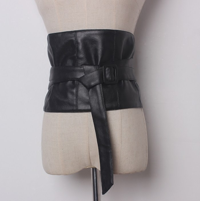 2018秋冬新款 欧美风 走秀款凹造型皮带扣绑带超宽皮腰封