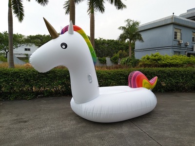 厂家现货270cm大型充气独角兽坐骑加厚环保pvc充气独角兽浮排批发