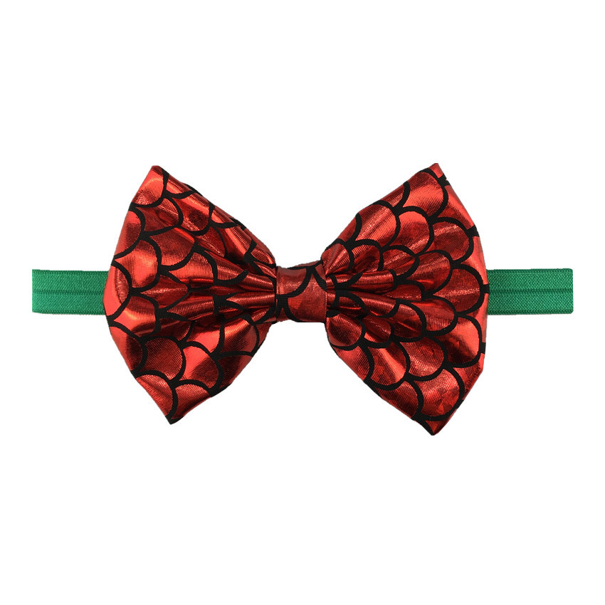 新款5inch鱼鳞蝴蝶结发带 欧美儿童烫金布头饰亚马逊货源可按套装