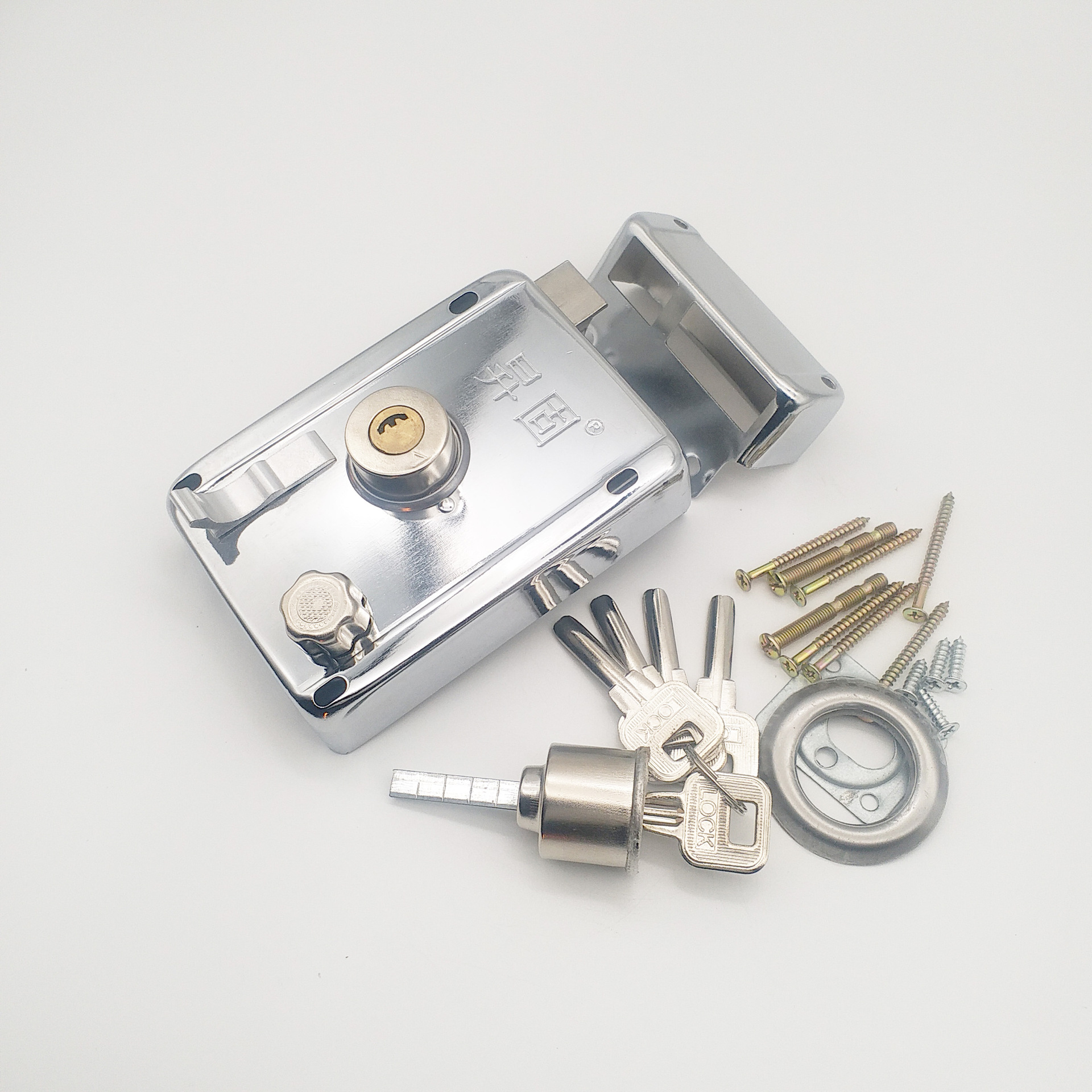 月牙匙外装门锁 防盗门外装锁 包铜外装门锁 车库锁 铁门锁