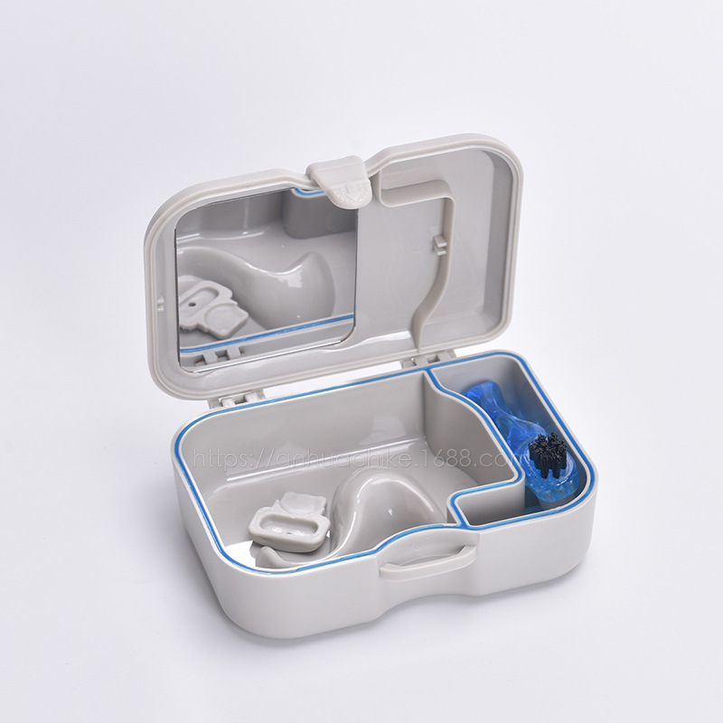 带刷牙盒 带镜储牙盒 假牙清洗盒 牙套义齿保持器大号防漏牙盒