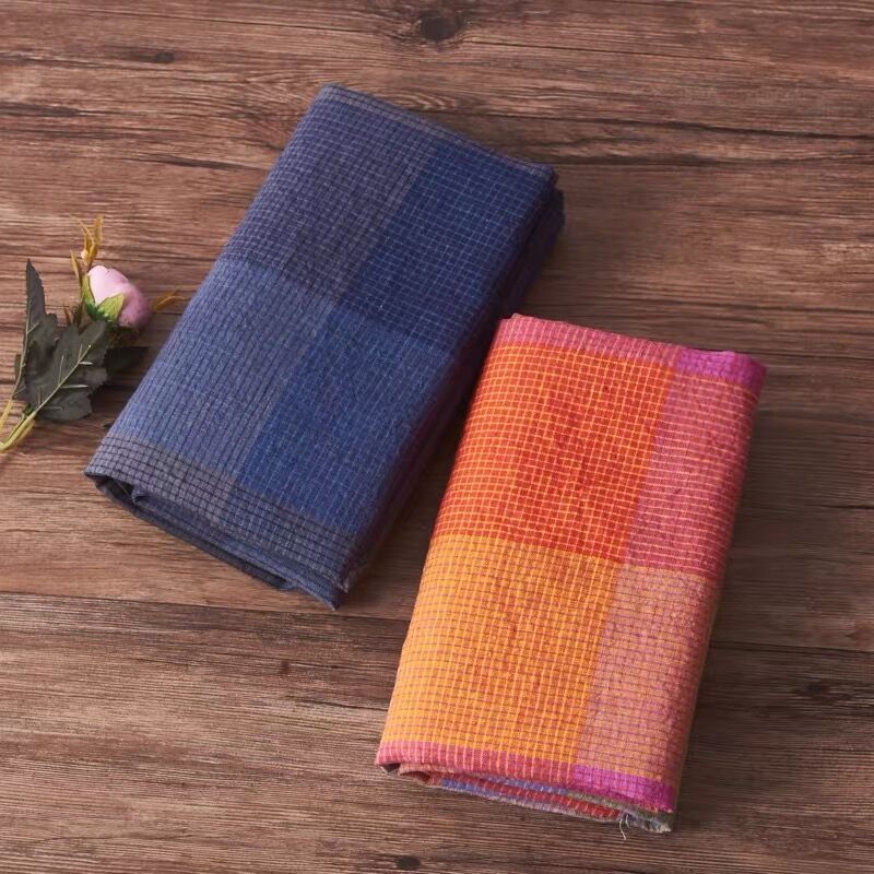 士林纯亚麻色织布 亚麻格子布料 亚麻衬衫面料色织格服装面料