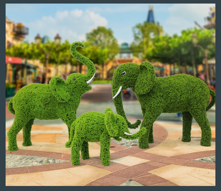 绿雕仿真大象雕塑园林景观公园绿地房产小区装饰美陈小品绿植大象