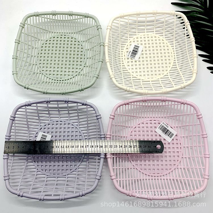 Plastic Storage Basket Imitation Wicker Storage Basket Storage Basket Home Fruit Storage Fruit Basket Two Yuan Store Hot Sale