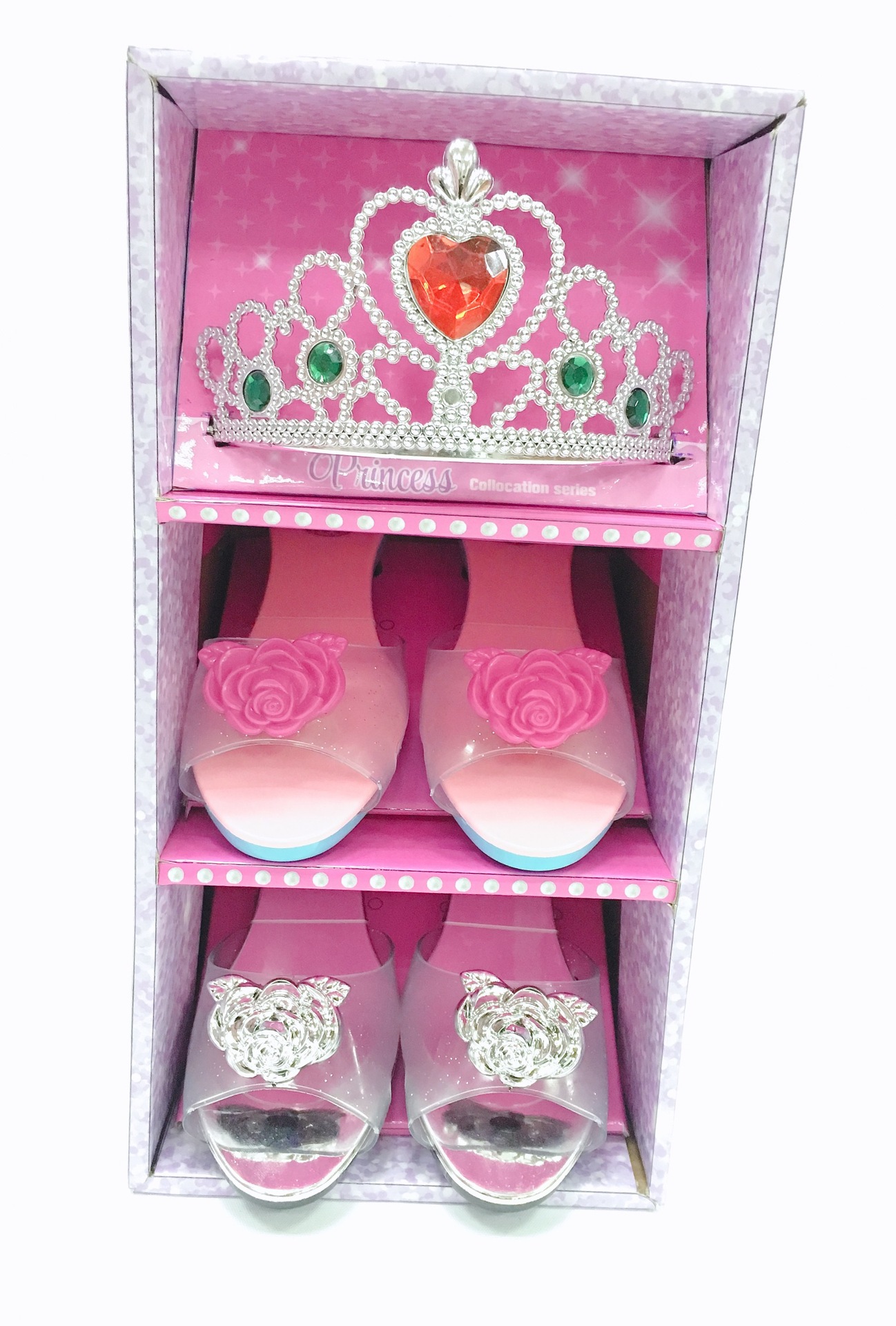 跨境电商生日派对皇冠梳妆化妆玩具套装过家家公主高跟鞋化妆玩具