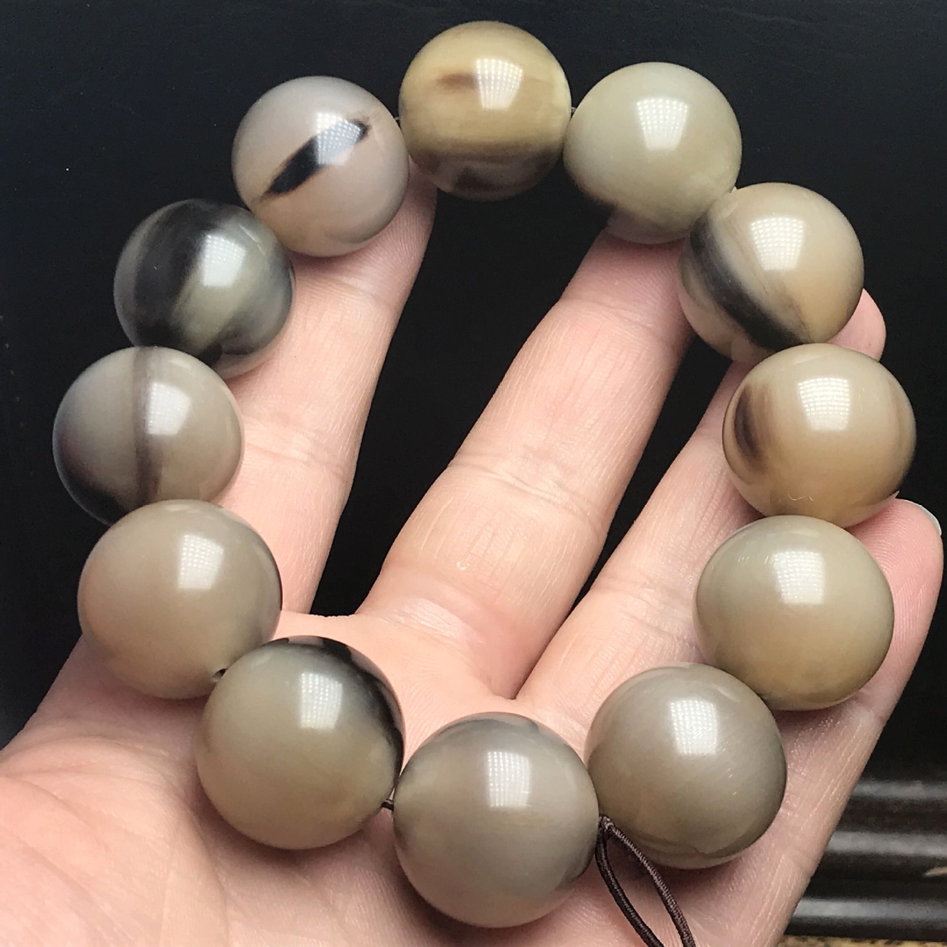 正宗水牛角手链 精品花色纹牛角手串 天然牛角桶珠 黑牛角手饰