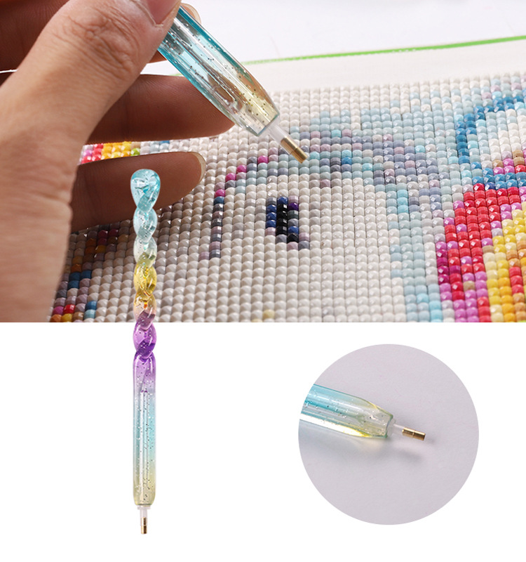 新款麻花桃心钻石画点钻笔点钻神器挂坠点钻笔多彩造型点钻工具