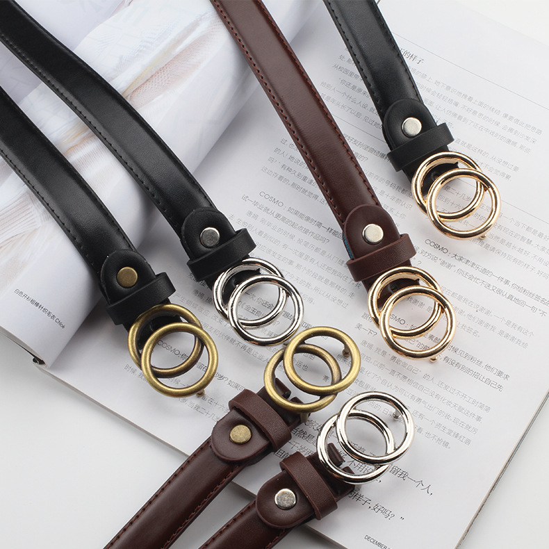 韩国复古网红双圆圈细皮带潮流简约学生牛仔裤腰带现货-阿里巴巴