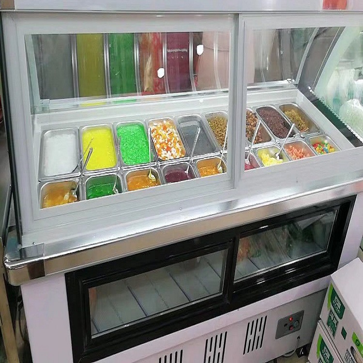 冰粥展示柜10盒14盒四果汤机冷藏商用卧式卤菜清补凉冰粥机