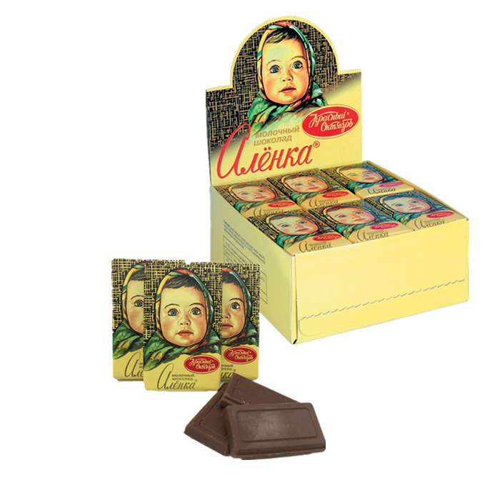 现货批发 俄罗斯进口零食爱莲巧牛奶香草娃娃头巧克力15g 7盒一箱