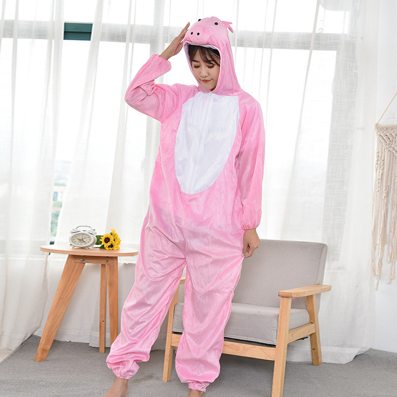 厂家直供成人cosplay动物粉色小猪表演服棉质可爱佩琪创意演出服