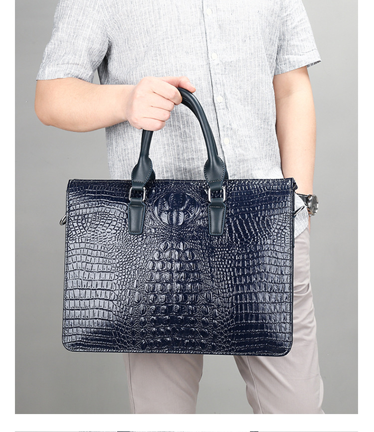 新款鳄鱼纹男包男士手提包商务公文包休闲手拿背包电脑手拎包包潮