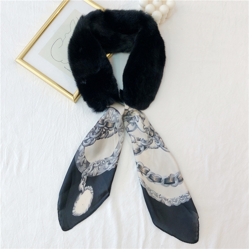 Autumn and Winter Scarf Imitate Rex Rabbit Fur Dongdaemun Ribbon Scarf Woolen Artificial Silk Ribbon Warm All-Matching Special Offer Clear