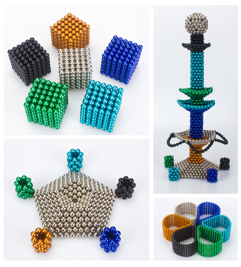 益智玩具银色巴克球3mm5mm磁力球方块1000颗减压创意diy礼品