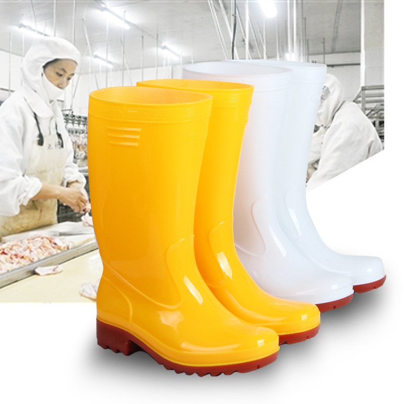 Rain Boots Men's Short Food Rain Boots Cotton Non-Slip Waterproof Shoes Long and Mid-Calf Length White Sanitary Work Rubber Shoes Rubber Boots