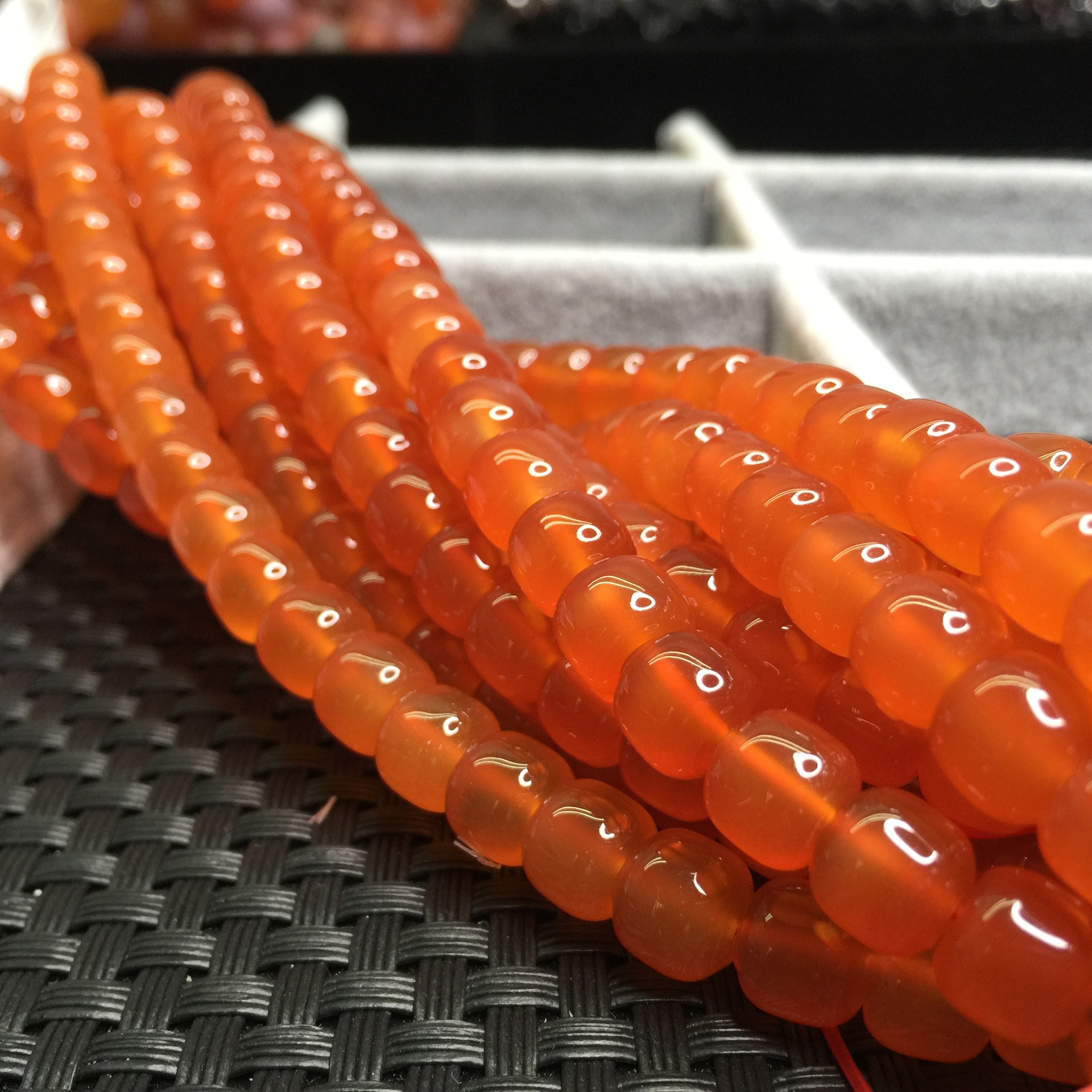 进口冰红玛瑙冰红老形型珠保山冰红河湾料丽江冰红108佛珠多圈