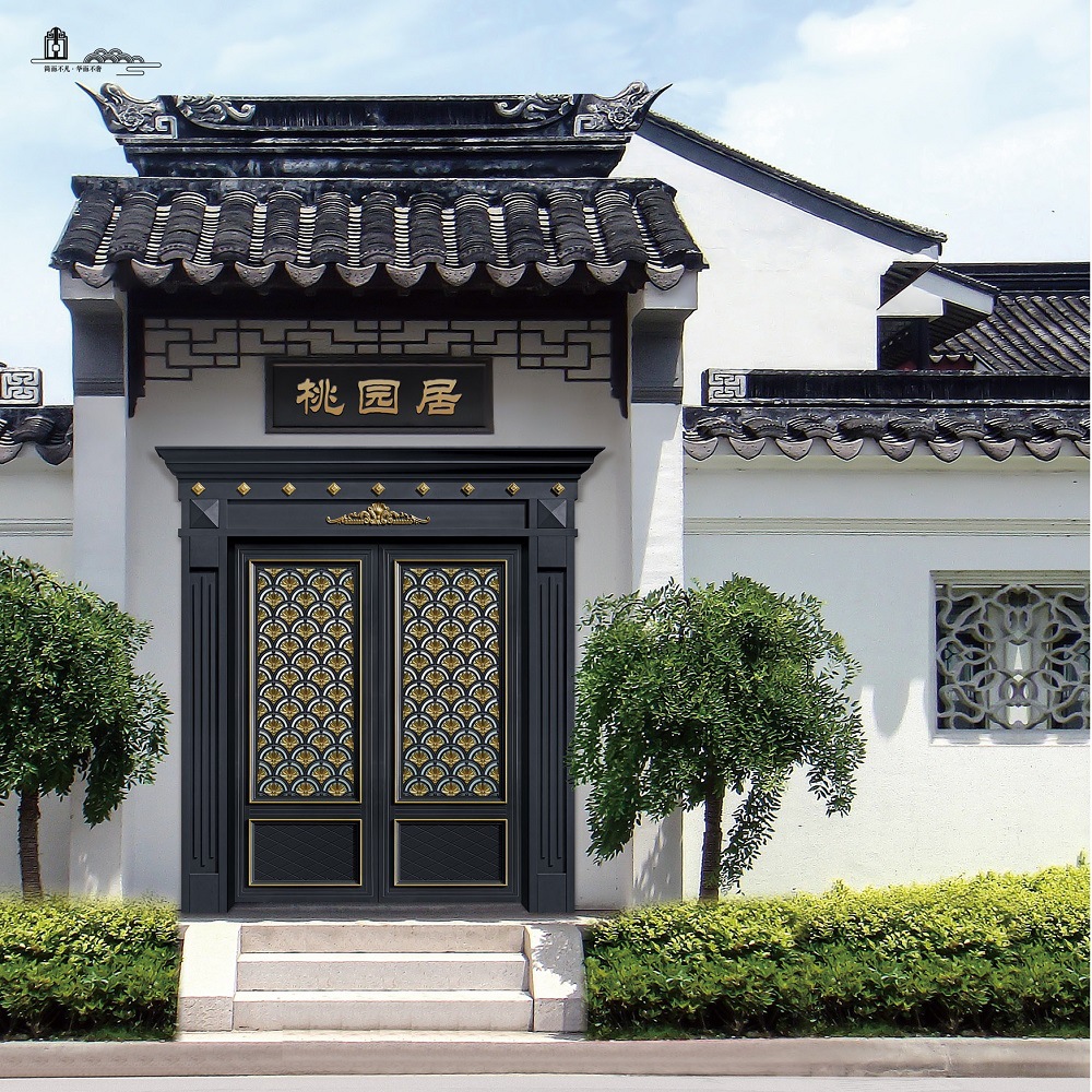 厂家定制 四合院庭院门 断桥铝合金门 高档别墅门 农村别墅铝艺门