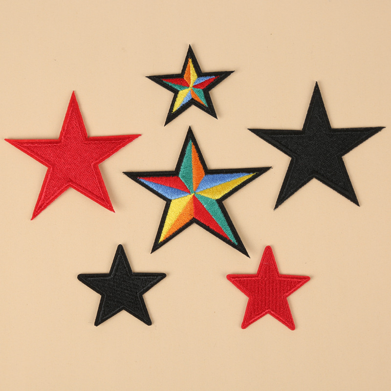 布贴现货批发服装配饰鞋帽五角星补丁贴绣花辅料绣花刺绣图案
