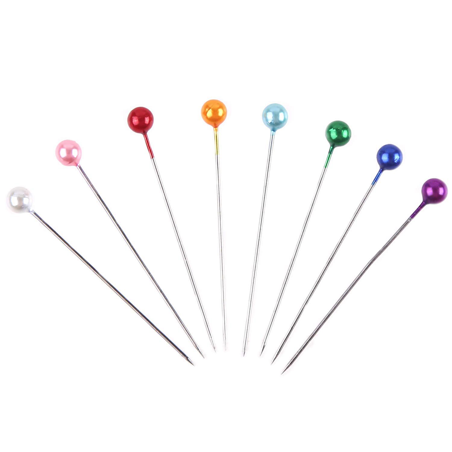 厂家直销手工缝纫固定用200只装彩色塑料珠光针大头针