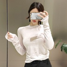 2022秋季新款女装韩版性感显廋上衣基本款长袖微透T恤打底衫女装