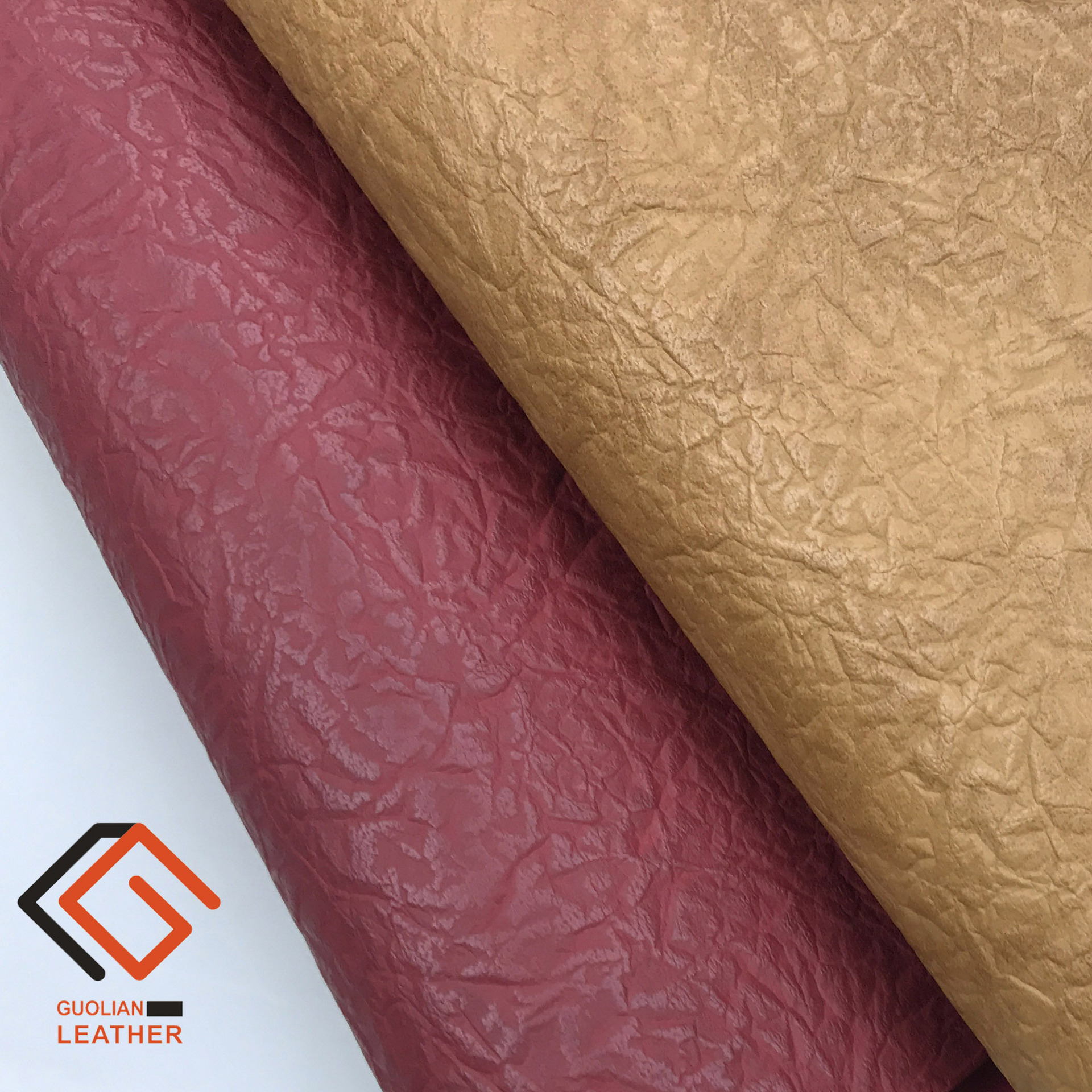 厂家直销半pu复古檫焦皮做旧双色干巴牛皮纹褶皱手袋箱包家居皮具