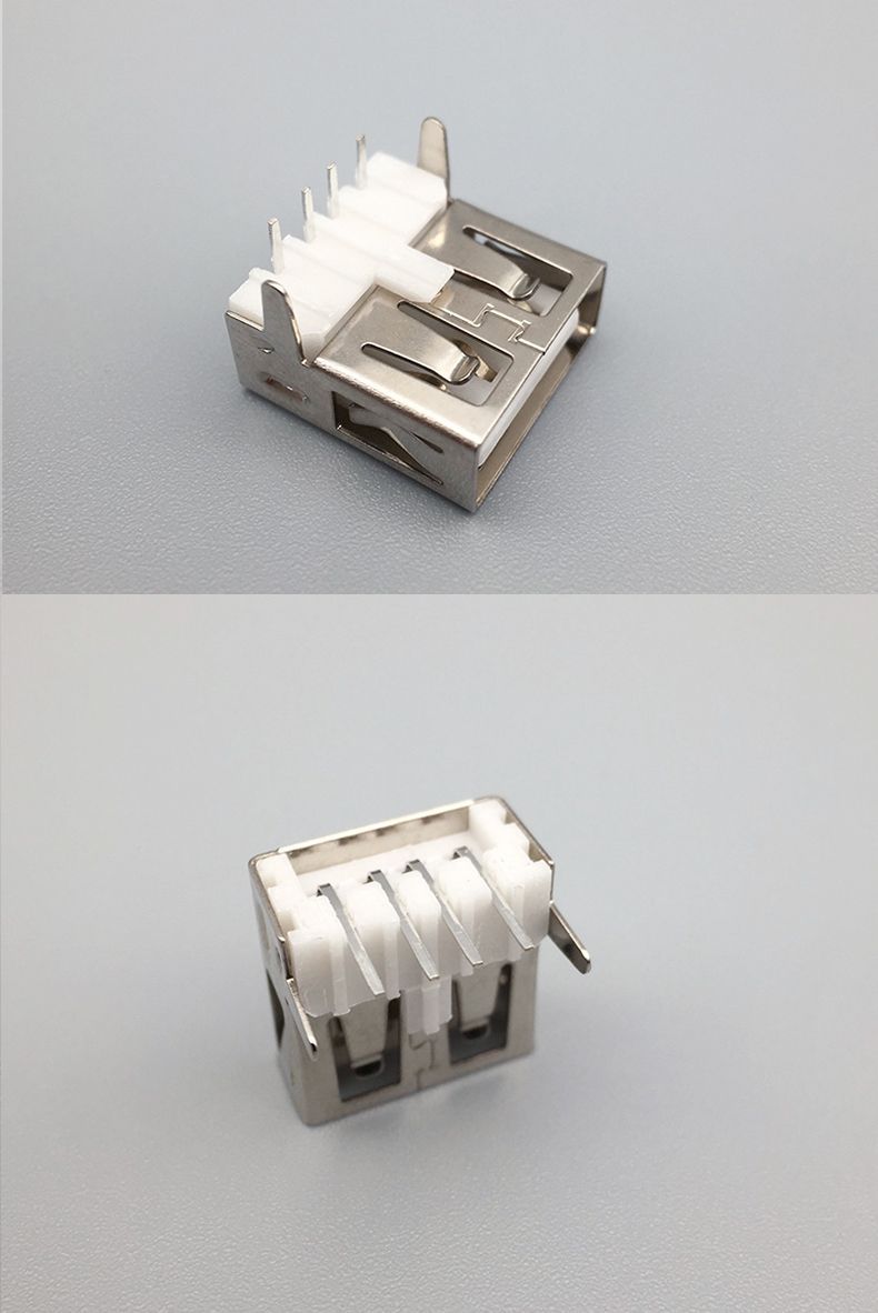 厂家直销usb母座90度无后盖直脚平口4pin插板无边 a母usb充电接口