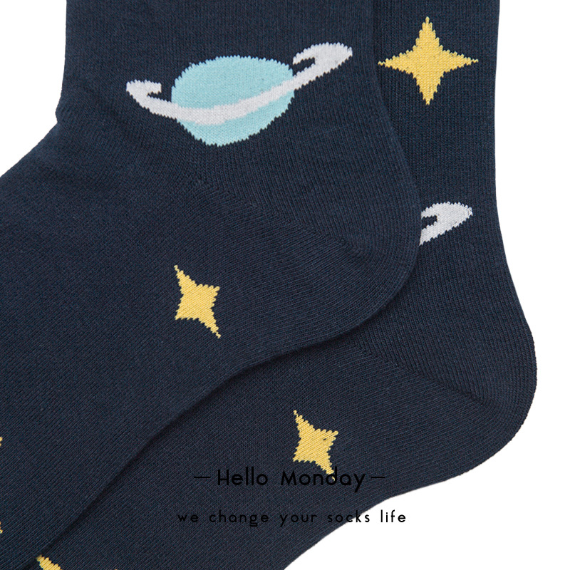 Monday Socks Men's Stockings Women's Hip-Hop Fashion Starry Sky Middle Tube Cotton Socks