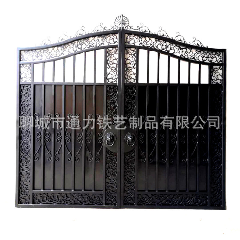 铁艺大门庭院单双开门农村别墅大门乡村封闭式大门推拉铝艺防盗门