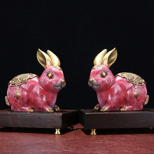 纯铜兔子摆件 十二生肖兔摆设 家居装饰品兔风水摆件