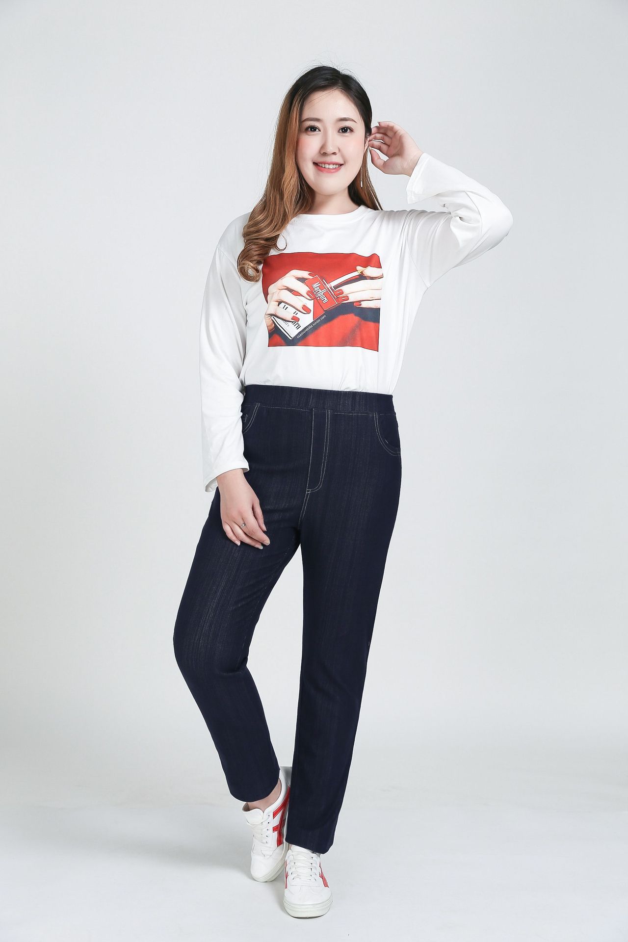 特大码300斤牛仔裤女超大号女装长裤250斤松紧腰加大码200斤女裤