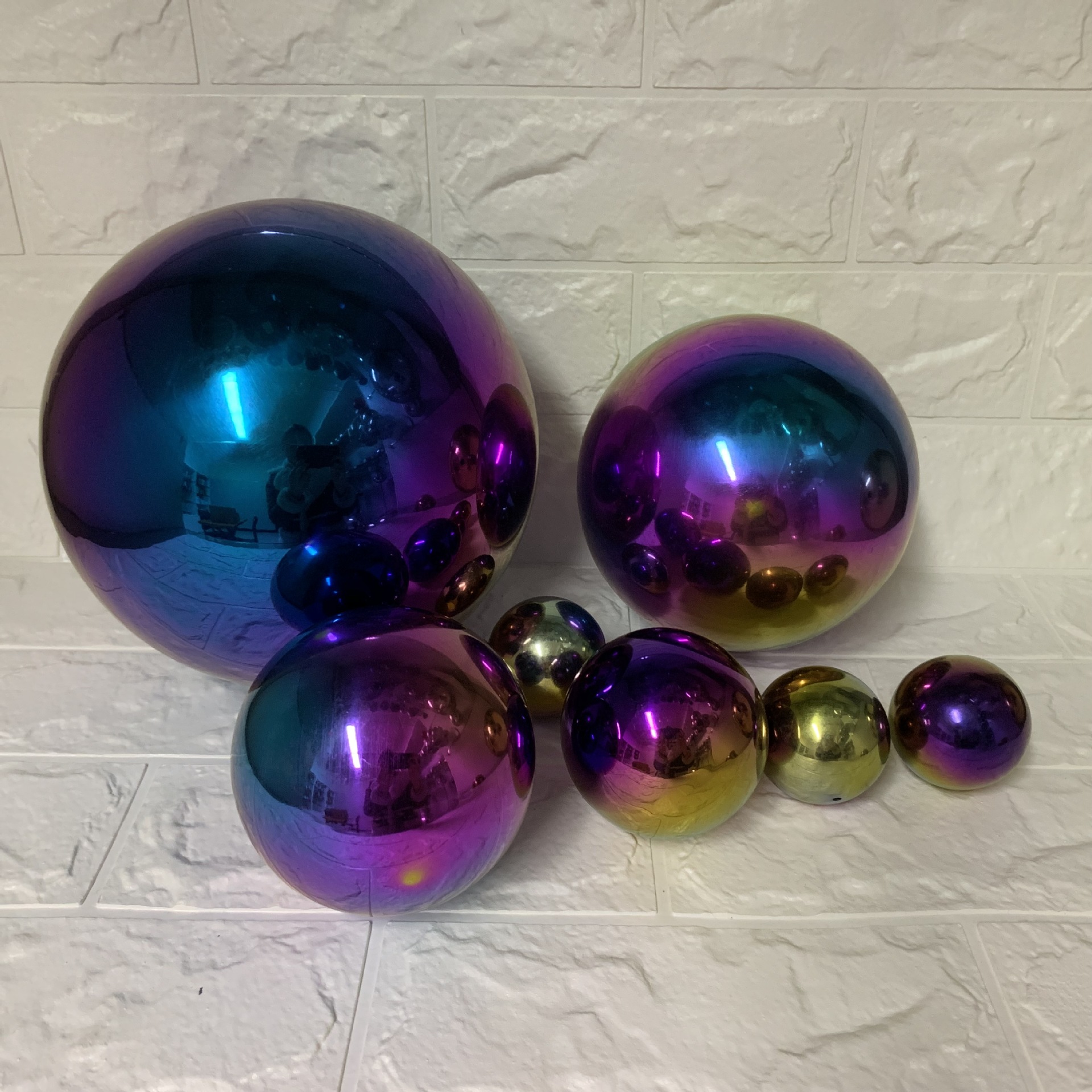 不锈钢空心球不锈钢圆球装饰球电镀七彩球彩色球彩虹色球园林装饰