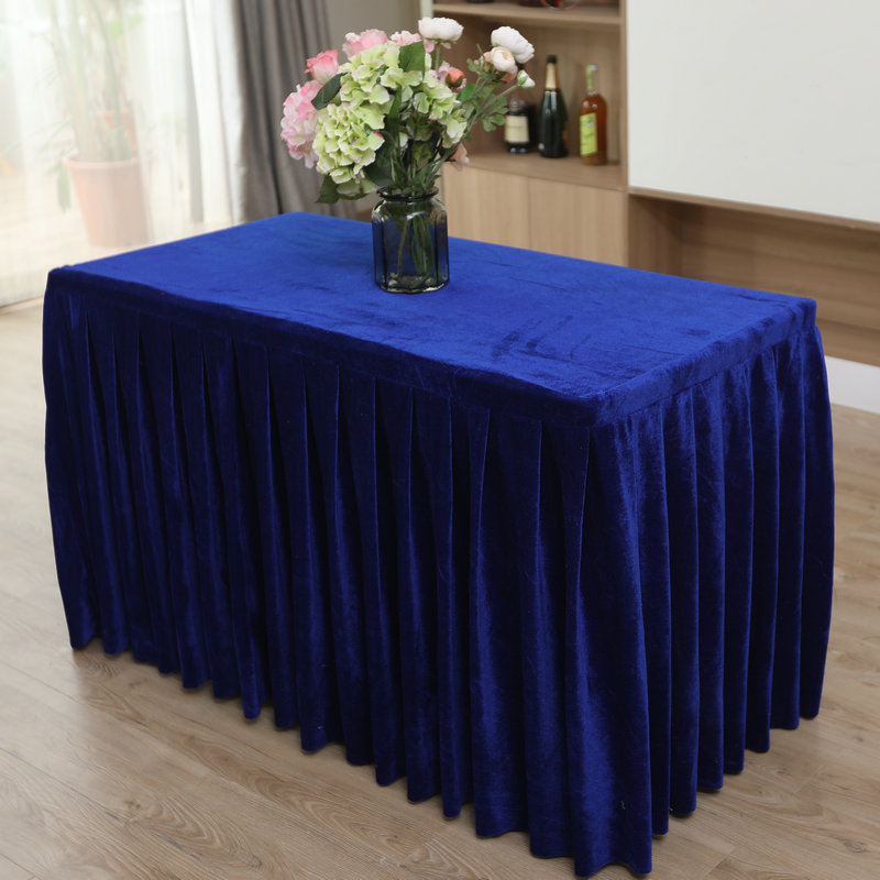 定制会议桌布桌裙 长方形办公室签到活动绒布桌布台布桌套台裙
