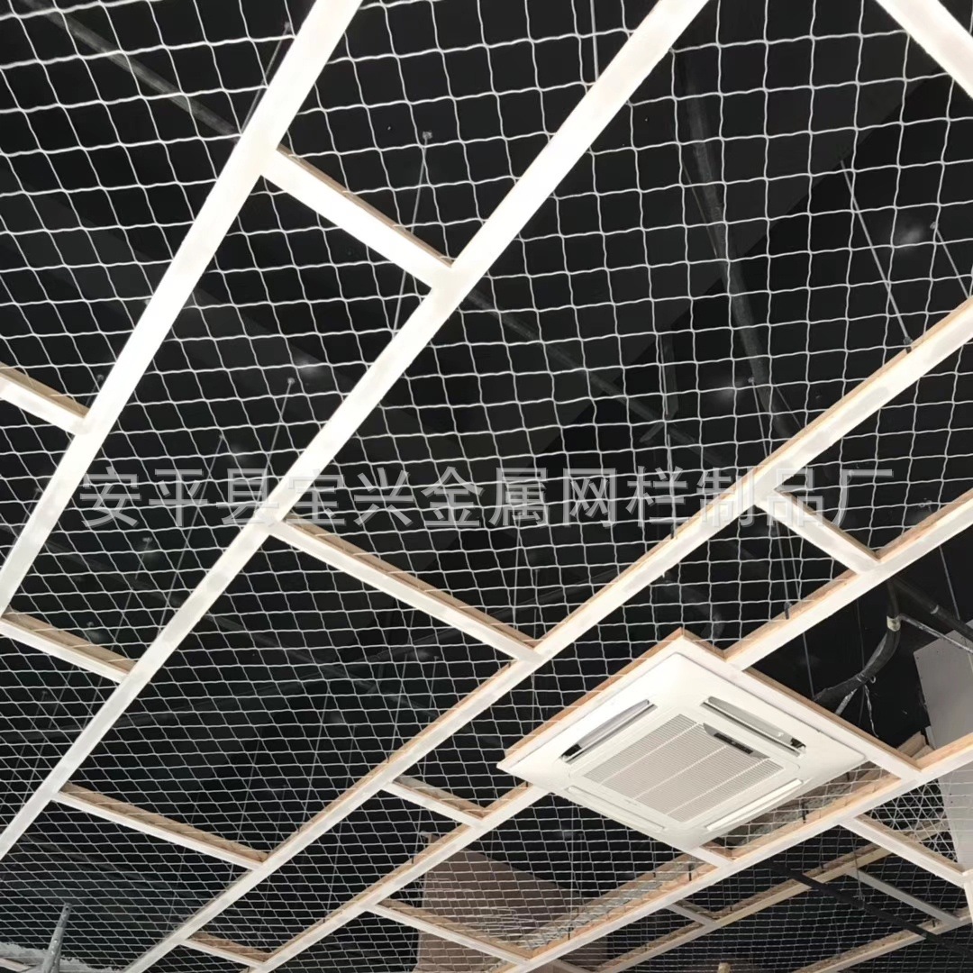 定制菱形金属吊顶网 工业风菱形铁网 镂空铝板装饰网 黑色铁丝网-阿里