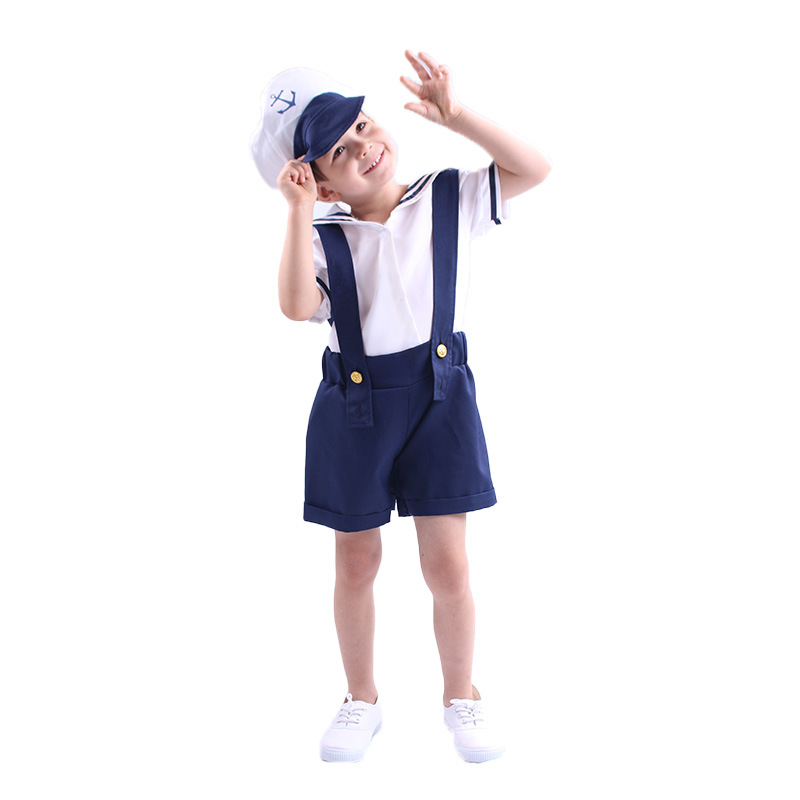 男童套装万圣儿童男水手节日派对演出服装 水手服海军表演服装