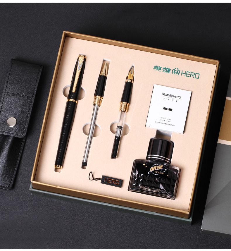 英雄金属钢笔1088商务办公书法练字钢笔练字礼物送礼礼盒套装官方