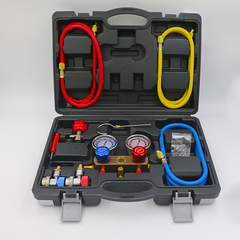 汽车空调加氟工具套装万能冷媒家用空调加氟表压力表双表阀厂家