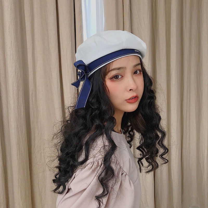 白色贝雷帽夏季透气薄款海军帽女春夏海军风帽子水手帽夏天画家潮