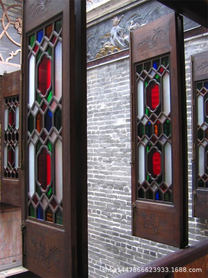 源头厂家实木满洲窗 仿古门窗中式岭南玻璃花窗隔音制定批发