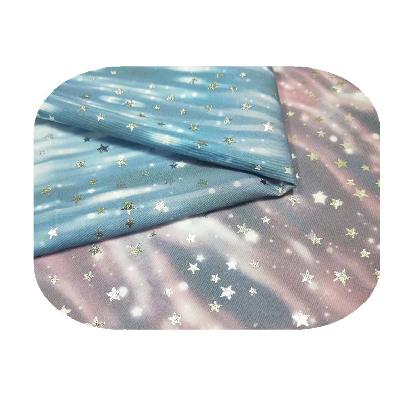 10858有机棉扎染印花五角星 箱包服帽鞋材环保星星面料 工厂现货