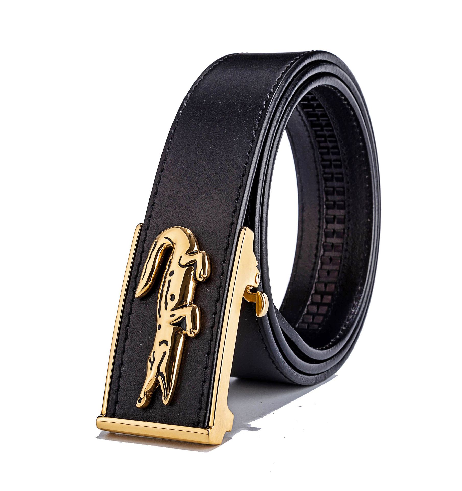 男士不锈钢扣头真皮腰带 意大利进口头层牛皮纯牛皮自动扣皮带