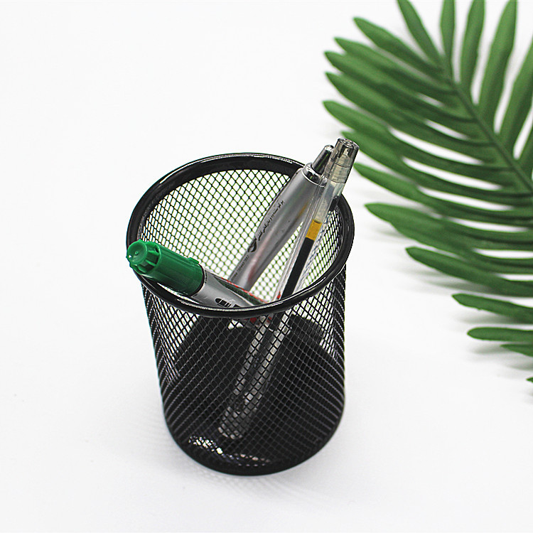 Creative Hollow Grid round and Square Metal Multifunctional Pen Holder Student Stationery Desktop Storage Office Supplies