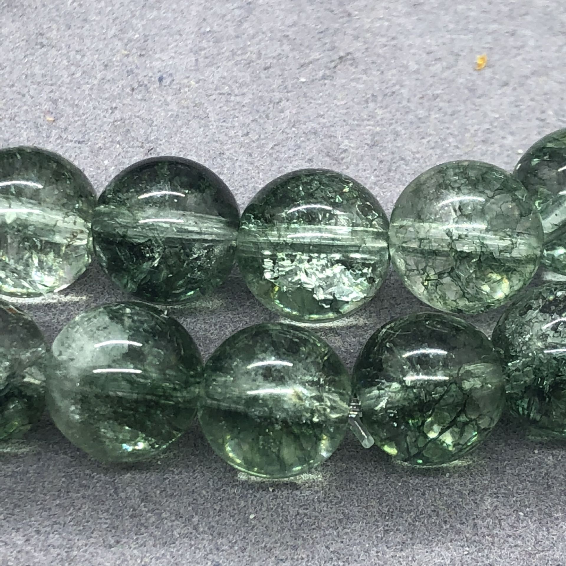 优化绿幽灵爆花晶圆珠手链 diy冰种水晶饰品手串女士礼物厂家直销