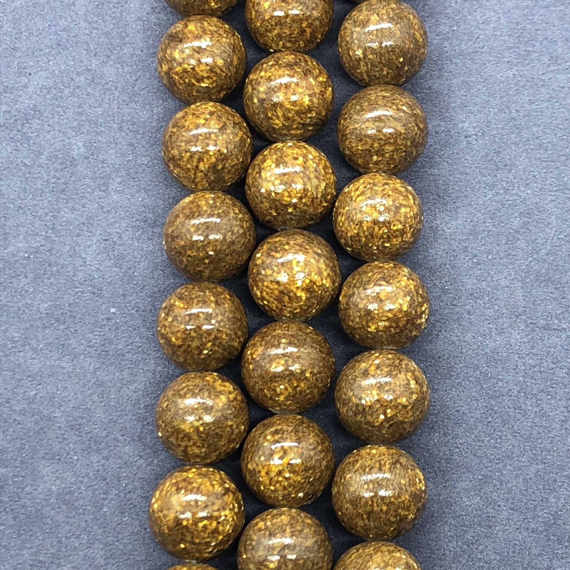 天然金砂石金箔珠散珠圆珠子 diy半成品饰品配饰散珠串珠供应批发