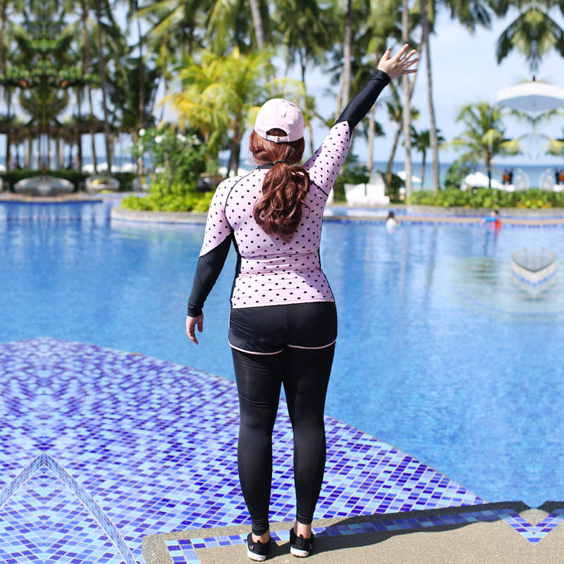 2019新款大码胖mm分体拉链五件套沙滩运动套装泳衣